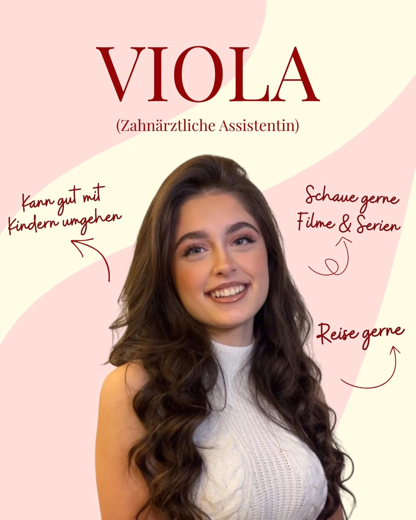 D&uuml;rfen wir vorstellen: Viola, eine unserer gesch&auml;tzten zahn&auml;rztlichen Assistenzen.
Mit viel Einf&uuml;hlungsverm&ouml;gen und Ruhe ist sie eine wichtige St&uuml;tze im Praxisalltag.💫 #Kinderz&auml;hne #GesundeZ&auml;hne #ZahnpflegeF&u