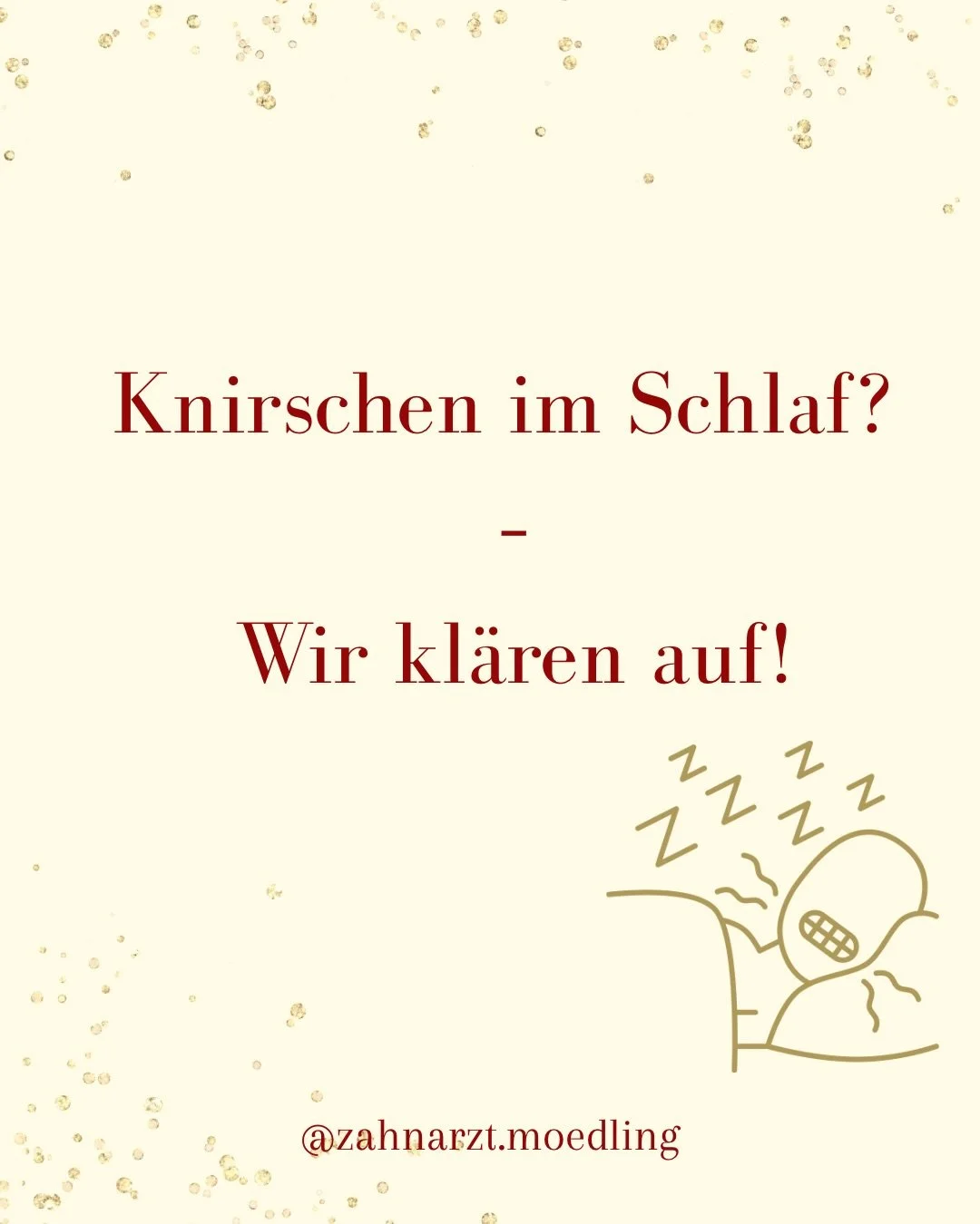 Knirschen im Schlaf?
Nicht ignorieren &ndash; lieber handeln! 🦷
Wir kl&auml;ren au!

#Zahnarzt #Z&auml;hneknirschen #GesunderKiefer#zahn&auml;rztin #zahnarztpraxis #knirschendez&auml;hne