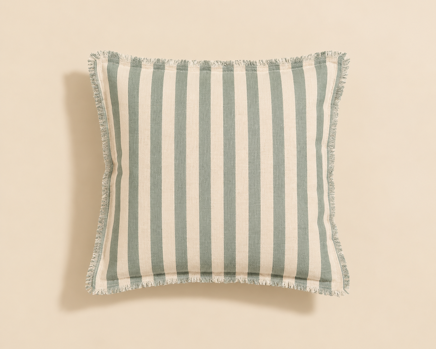 COUSSIN RAYE NATUREL & GRIS VERT