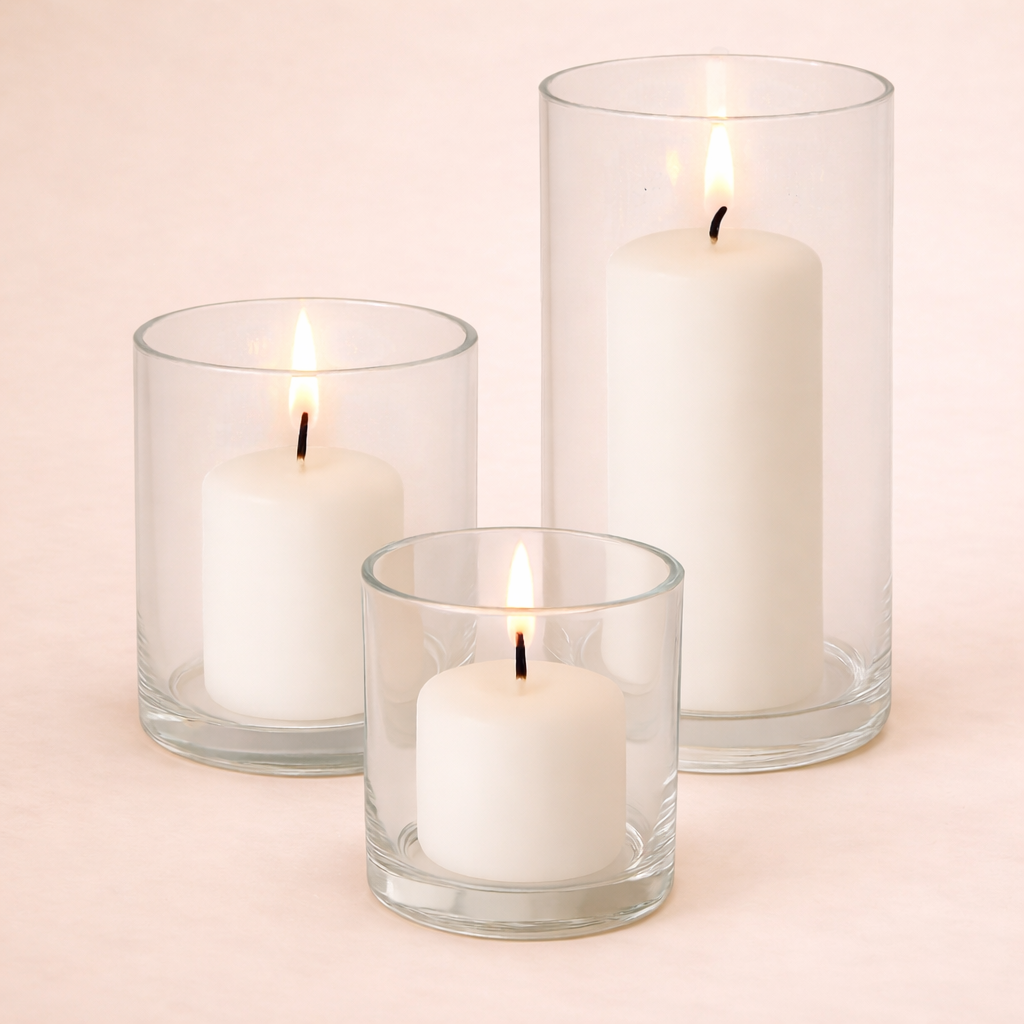 LOT DE 3 PHOTOPHORES CYLINDRIQUES