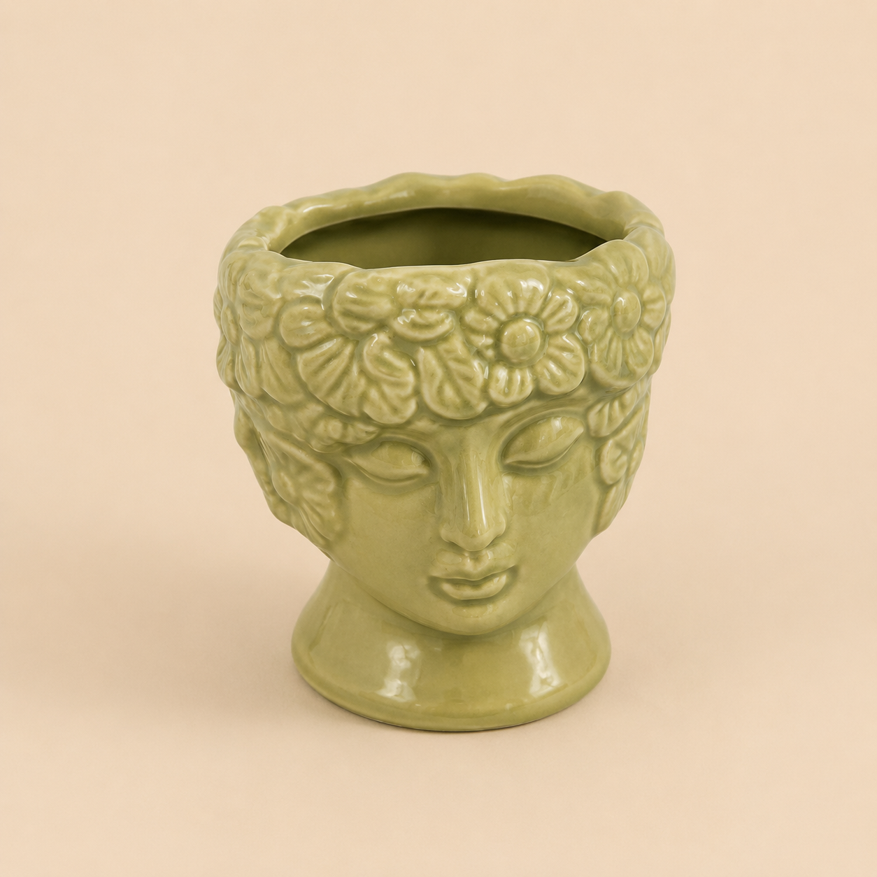 VASE VISAGE FLEURI EN CERAMIQUE