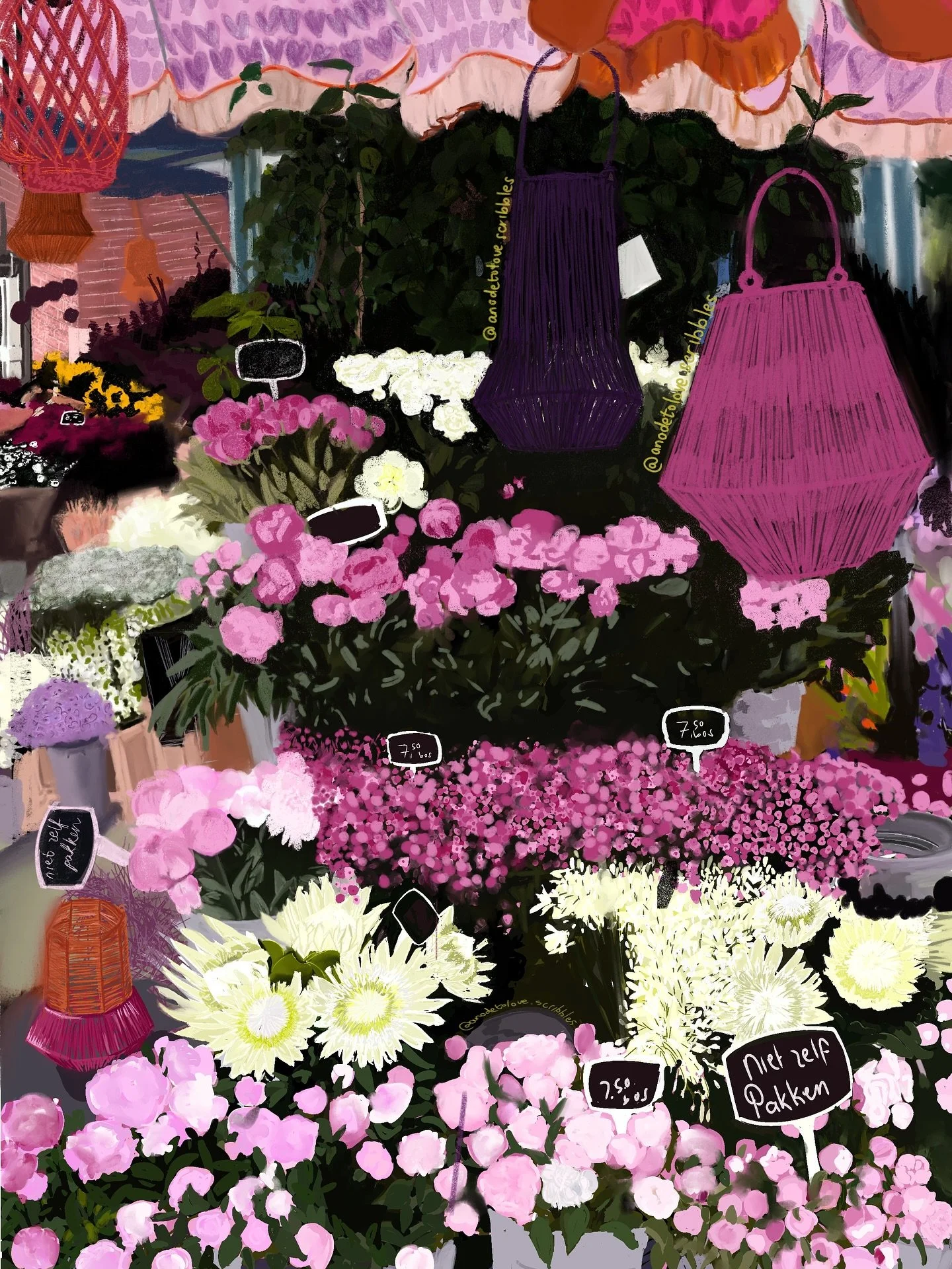 This only took forever to draw! Freeing both the artwork and myself or else I will spend a lifetime tweaking it. 

Big fan of this flower truck on Meent. Always brings joy when i walk past it.