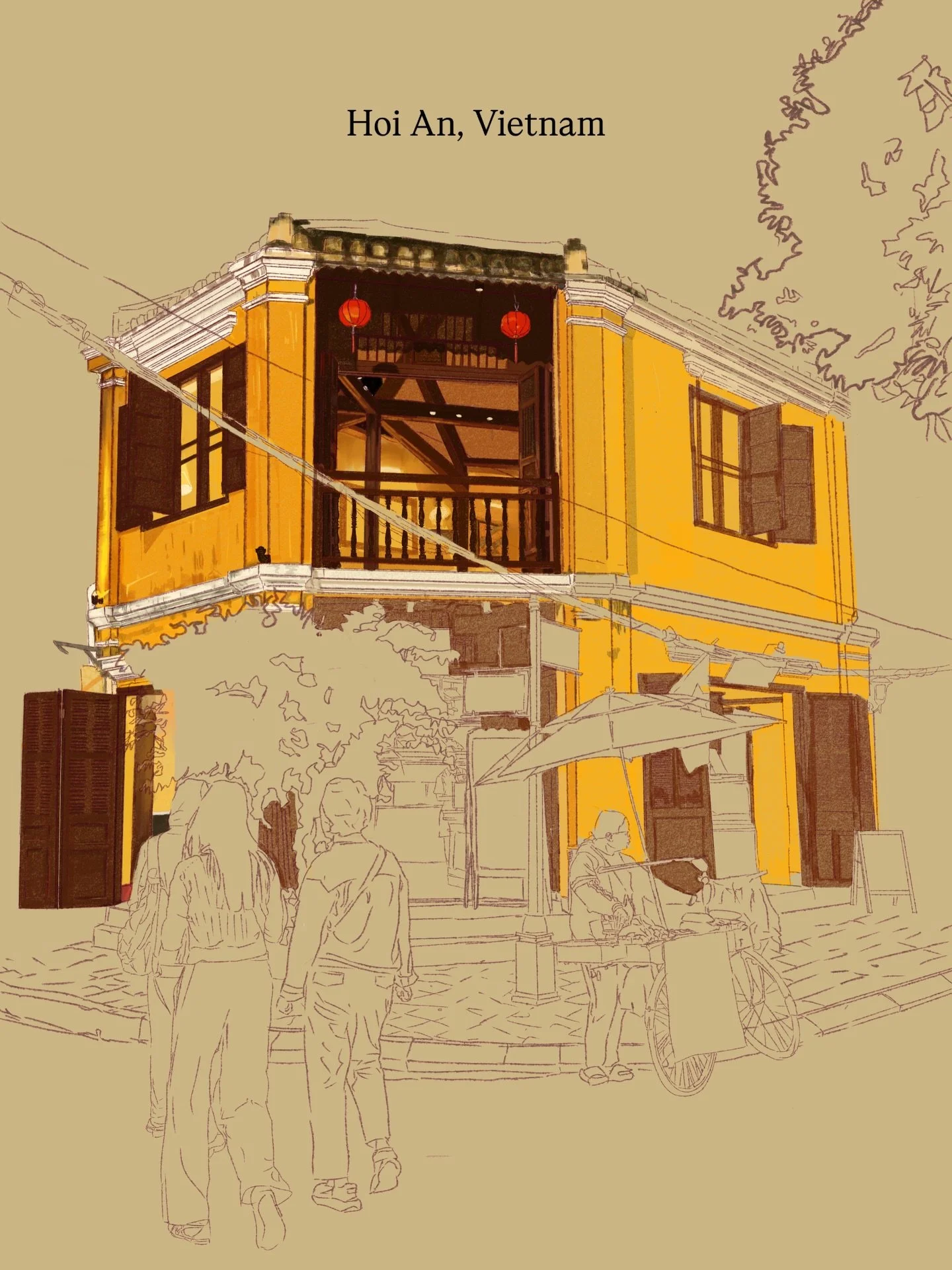 Work in progress. 
Hoi An was dreamy. I must go back. 

#traveldiary #travelart #vietnamart #hoian #digitalillustration