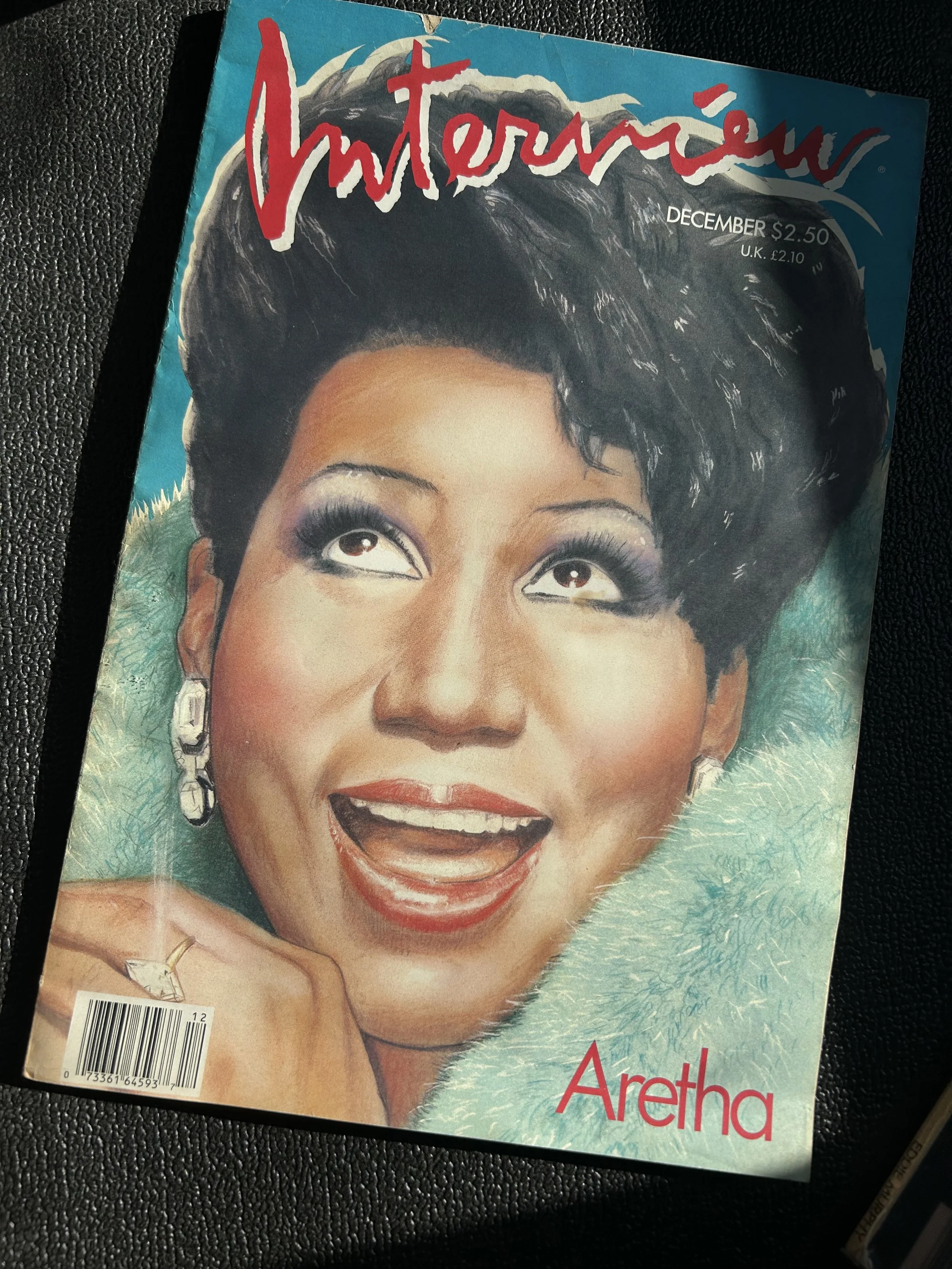 Rare! Andy Warhol's Interview Magazine December 1986 Aretha Franklin
