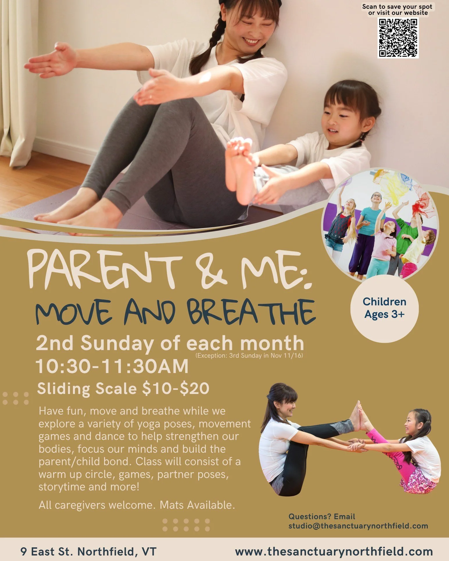 🧘&zwj;♀️ Parent + Child Yoga is BACK! 🧘&zwj;♂️
Join us for a joyful hour of movement, connection, and play!

✨ When: 2nd Sunday of each month, 10:30&ndash;11:30 AM
(Exception: November class will be on the 3rd Sunday 11/16)
✨ Led by: Kelly Wantuch
