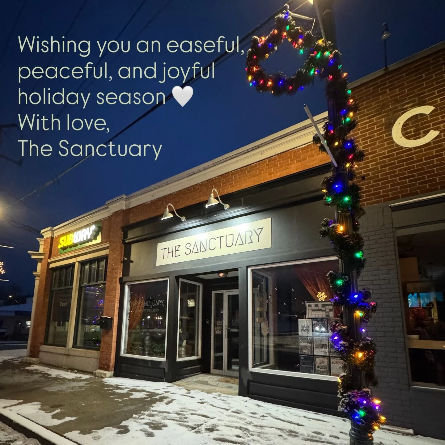 Wishing you ease, peace, and joy this holiday season and all year round. 🤍 We look forward to seeing you back in the studio on Friday! ✨

Looking for a last minute gift? Give the gift of community with  The Sanctuary gift card. Link in our bio ⬆️ 

