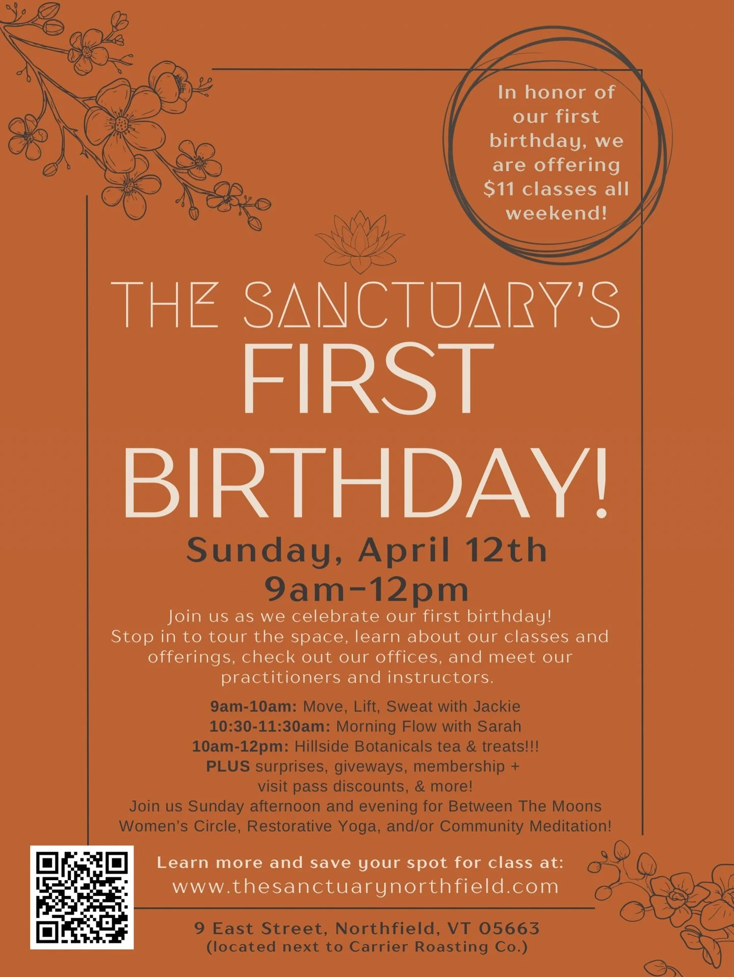 🎂 WE&rsquo;RE TURNING ONE and we want to celebrate with YOU!

Join us Sunday, April 12th from 9am to 12pm for The Sanctuary&rsquo;s First Birthday open house! Come tour the space, meet our amazing practitioners and instructors, learn about our class