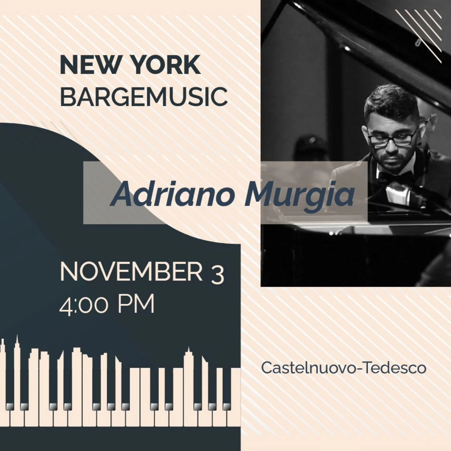 Manca veramente poco al mio concerto a New York, nella bellissima sala del Barge Music, con vista sullo skyline di Manhattan! 

Ringrazio ancora @robertoprosseda per la fantastica opportunit&agrave;.

@conservatoriorovigo
