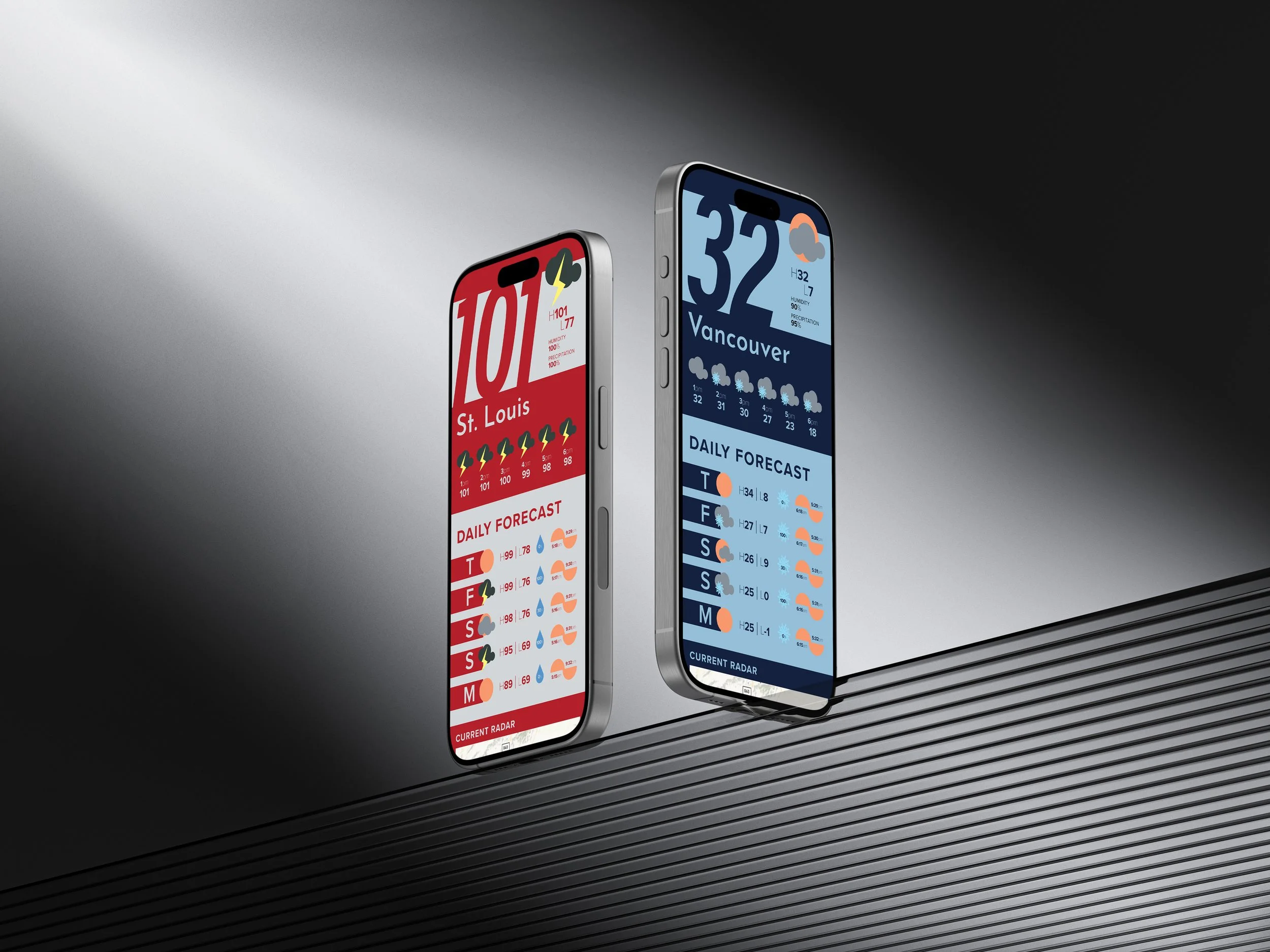 App mockup on two iPhone