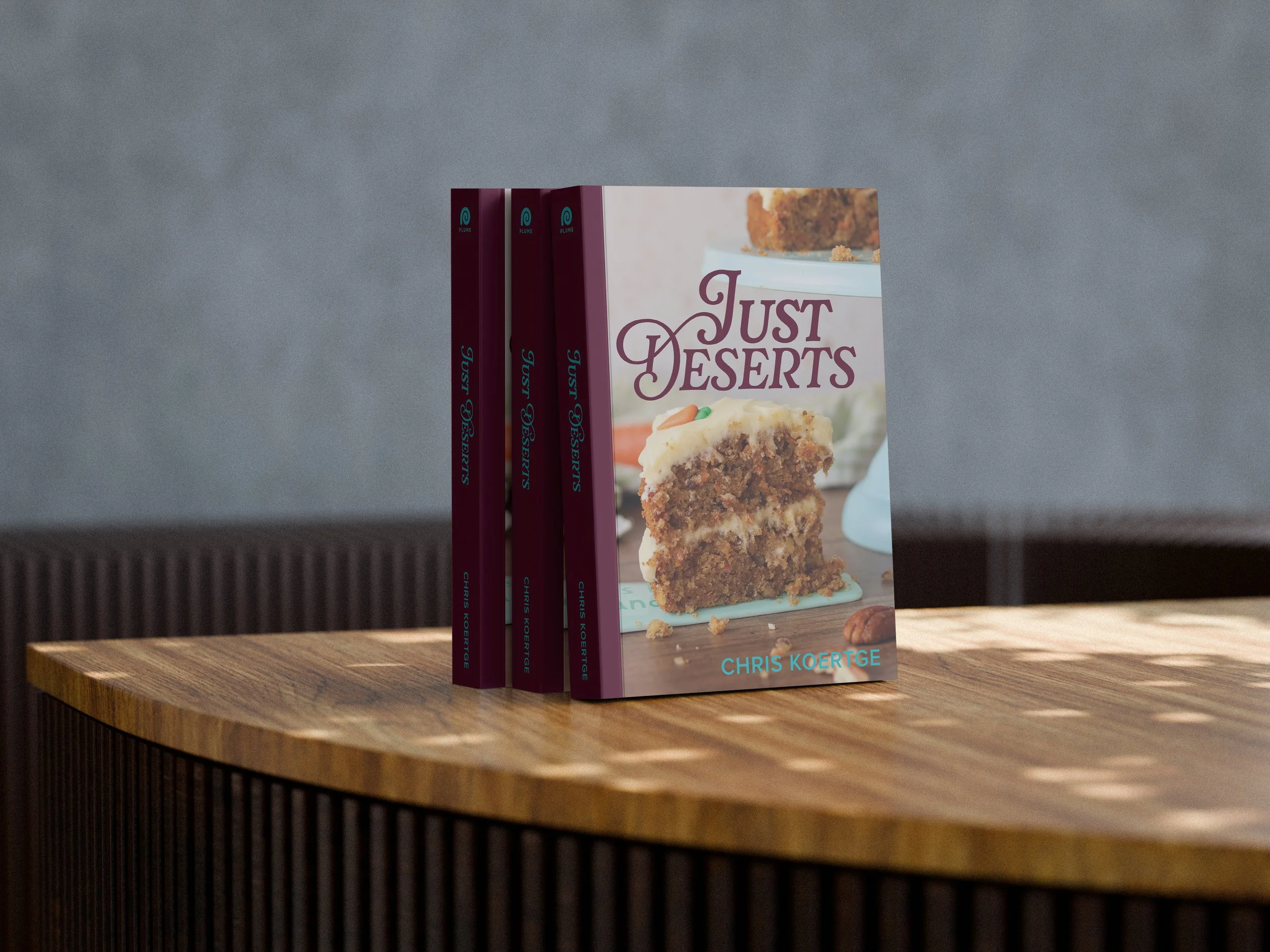 Just Deserts book stack.