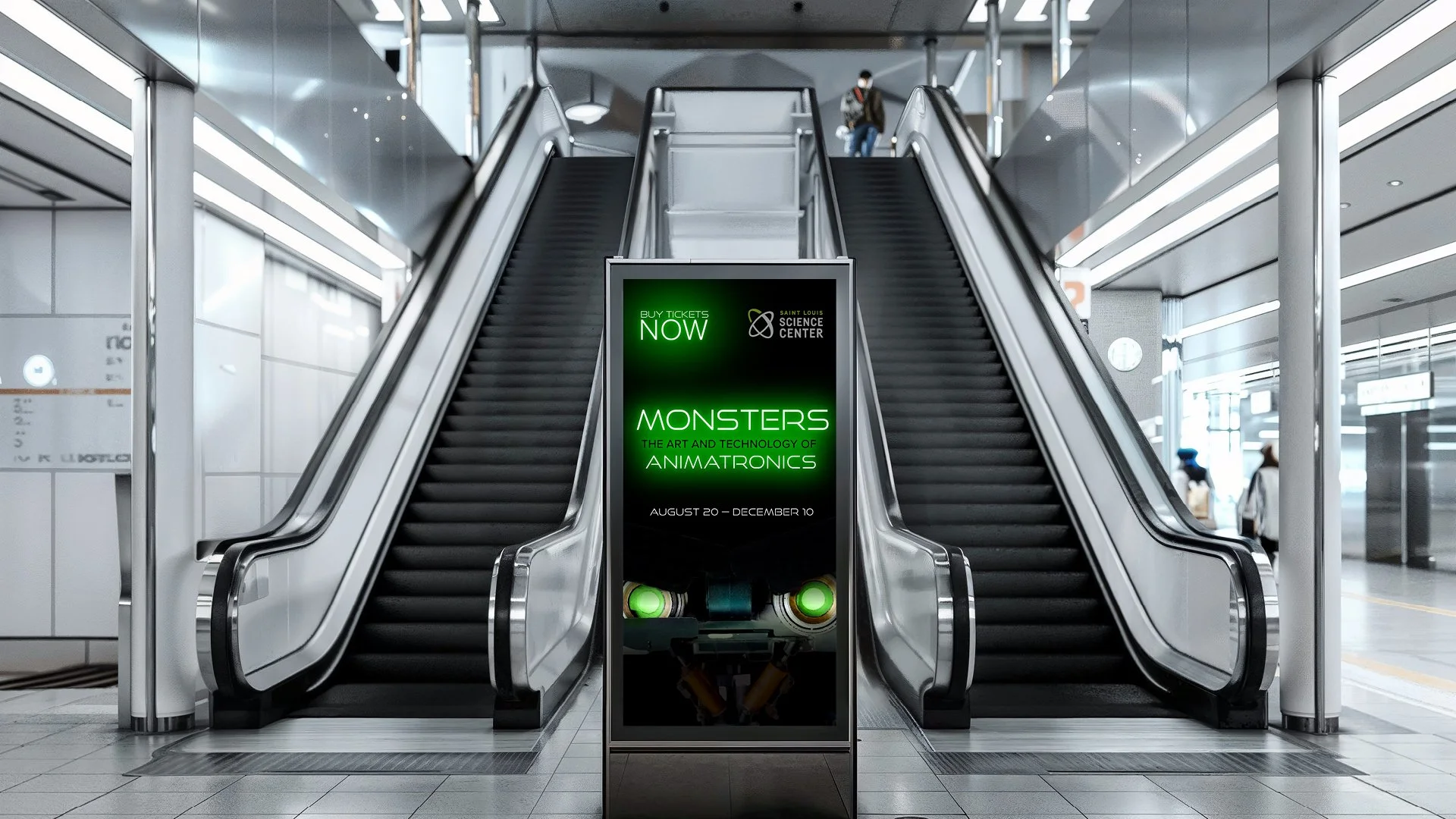 Monster airport poster display.