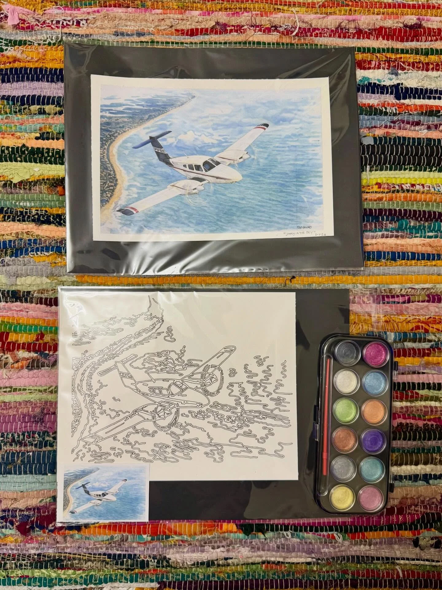 Fueling up for @piper_aircraft_inc employee BBQ&hellip;
A full runway lineup of 100 original watercolor aircraft + custom line templates ready for live painting and take-home keepsakes.

From golden hour Malibus to coastal flyovers and Blue Angels sk