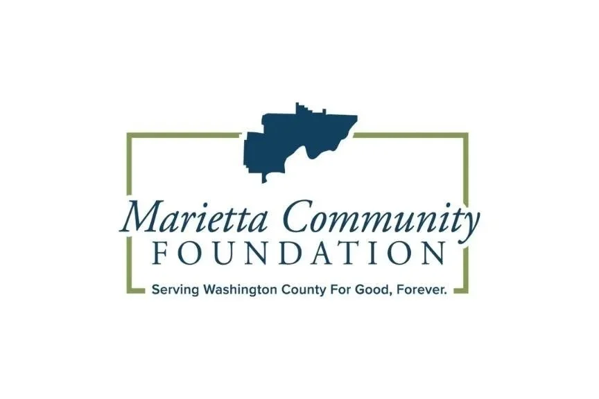 Logo of the Marietta Community Foundation with a blue outline of Washington state and text indicating service to Washington County.