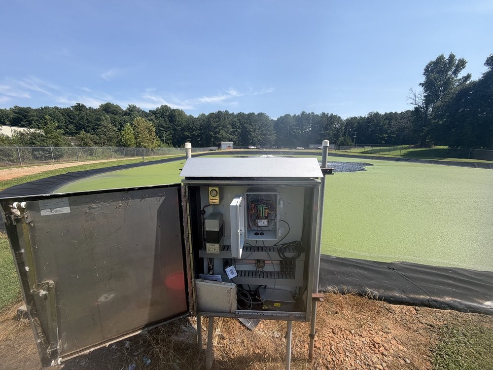 SNC cellular telemetry cabinet installed at a wastewater lagoon