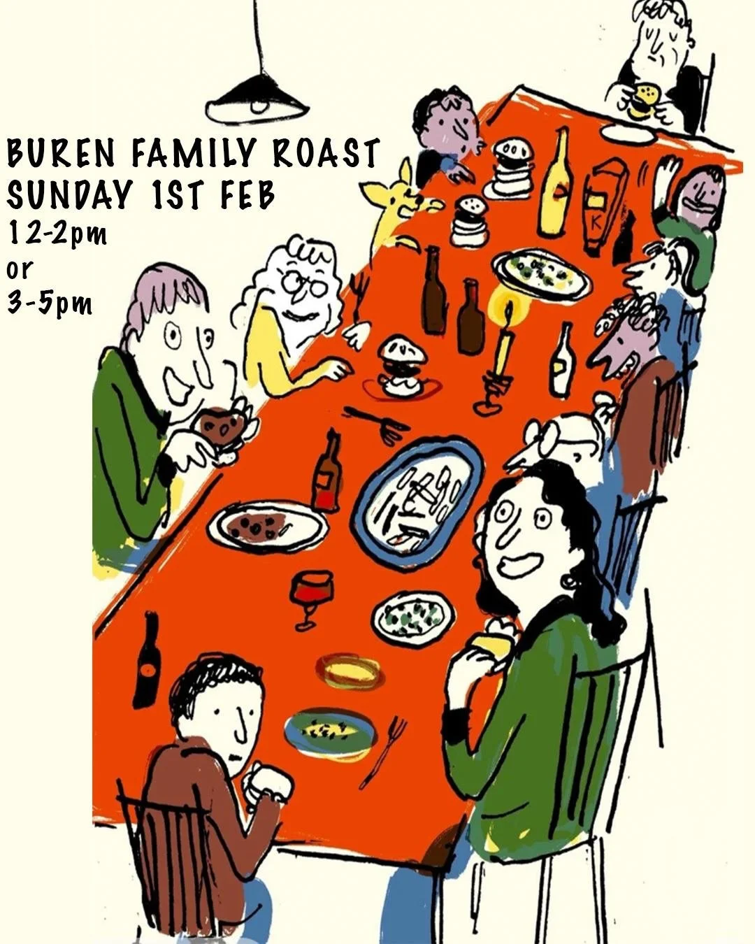 13.1.26. SUNDAY LUNCH. On Sunday 1st February we are throwing open our doors for the very first time. Sunday lunch family style, all sitting together around one long table.  So get on the group chat now and get the gang to decide which sitting works 