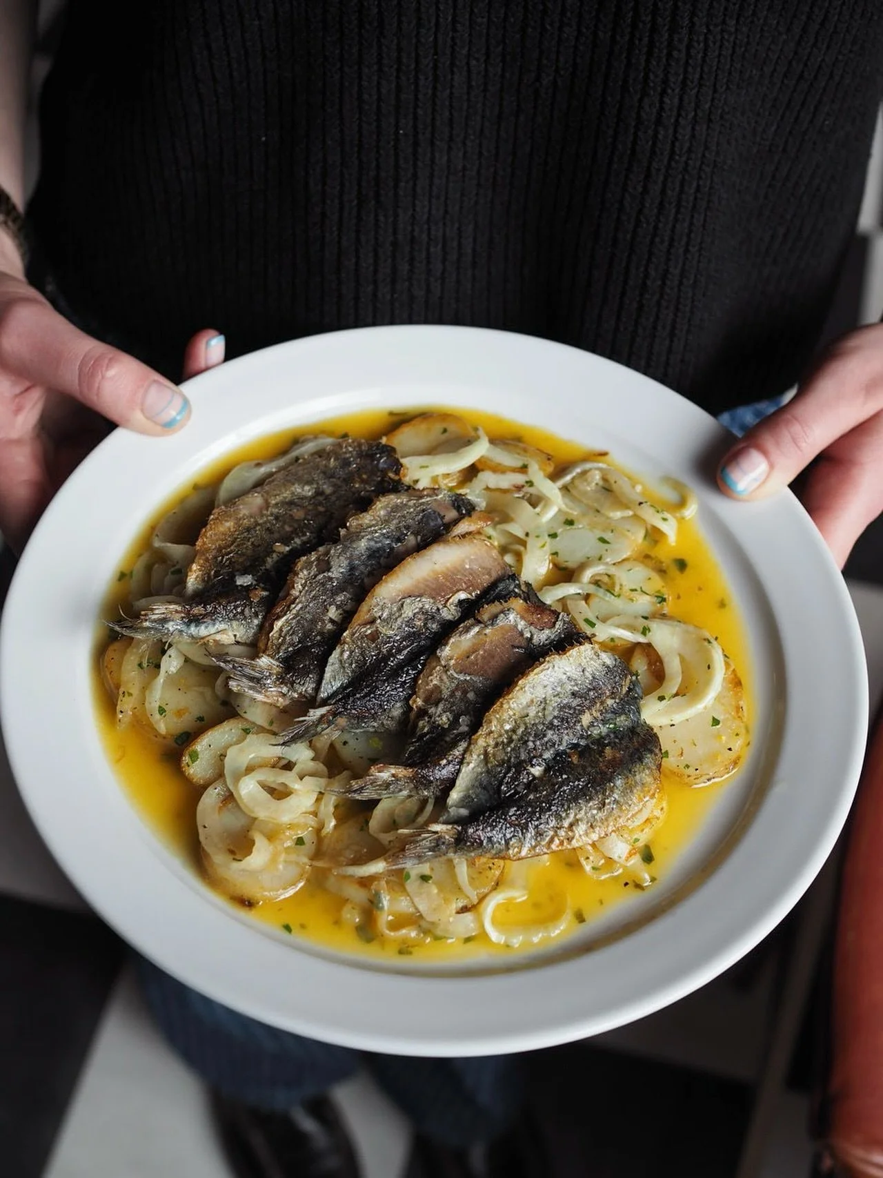 17.4.26. New on the menu: Sardines, Jersey Royals and fennel with a citrus butter sauce. 

#burencambridge #cambridgeuk #cambridgefoodanddrink #millroadcambridge