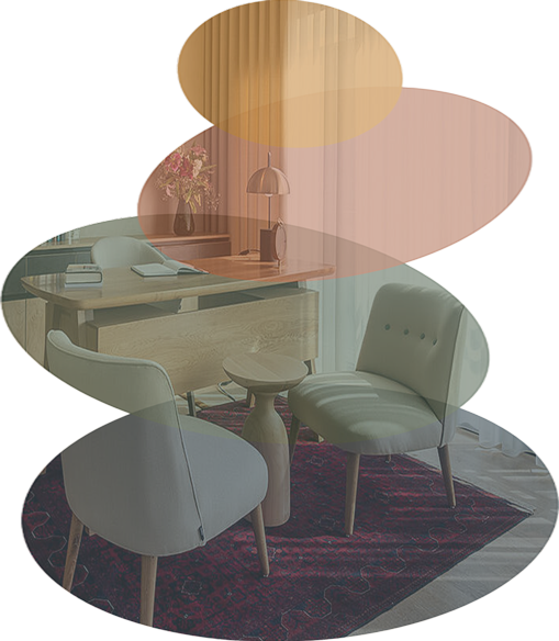 Abstract brand shapes representing office space for soothing counselling atmosphere