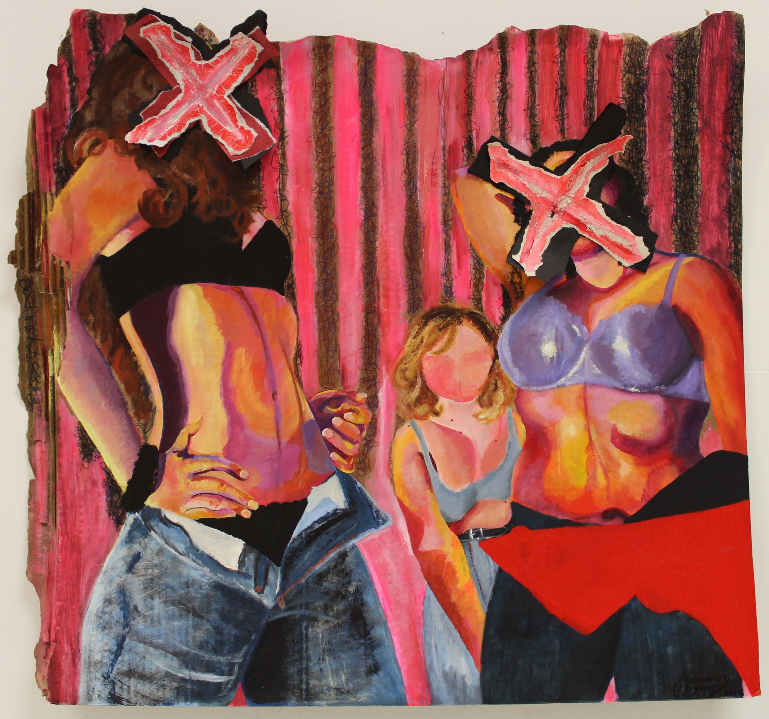 "XX" Acrylic and Collage on Cardboard