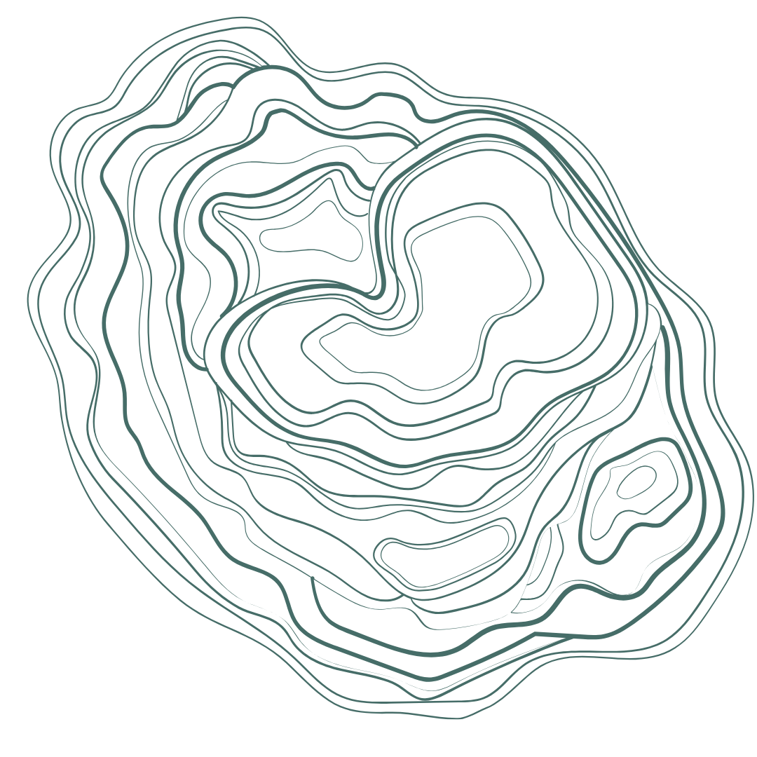 Topographic map with contour lines in shades of blue on a black background.