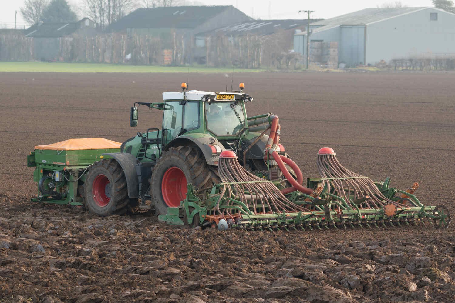 Fendt, 724, Vario tractor using a Amazone P2000 see drill and harrow.