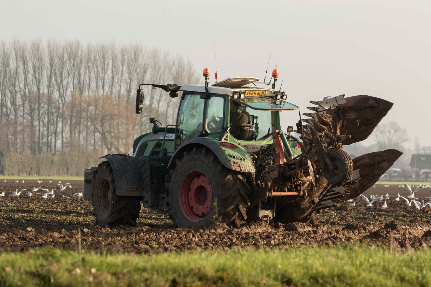 Fendt, 724, Vario tractor with the ploughing razed.