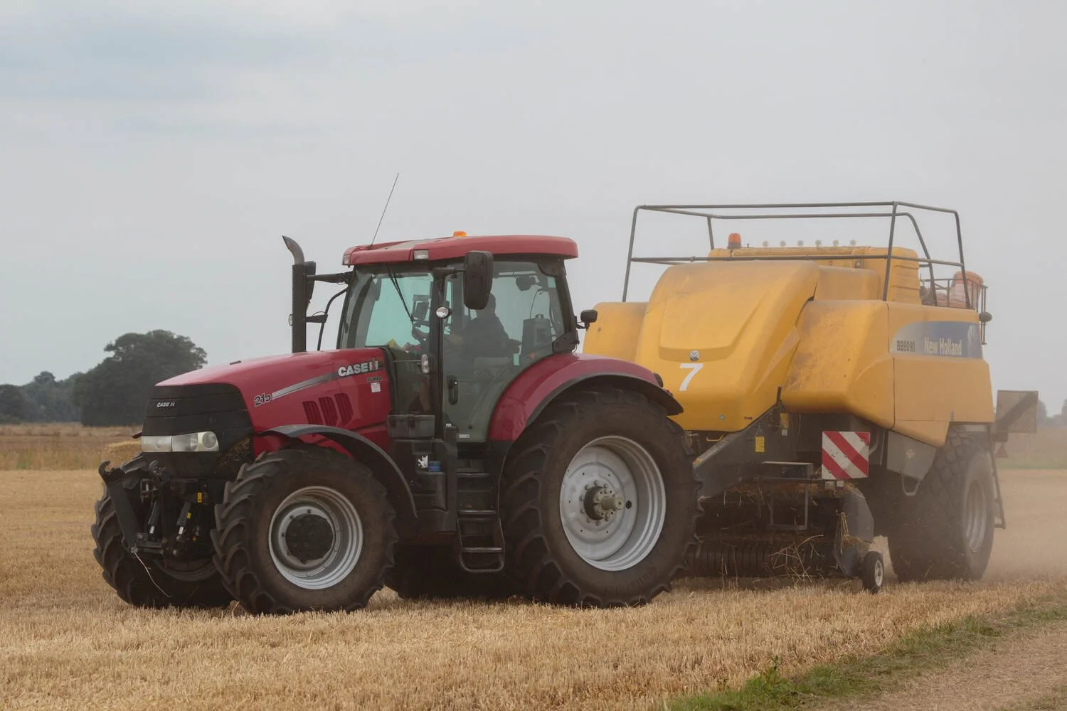 Modern case 215 tractor close up.