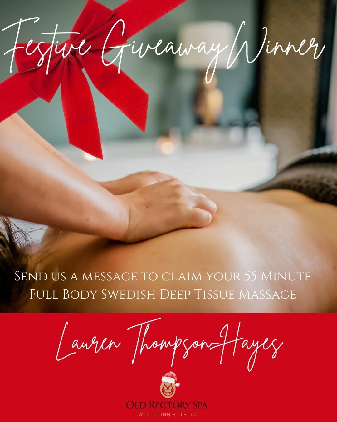 🎉 CONGRATULATIONS to Lauren Thompson -Hayes 🎉 

 You&rsquo;re the lucky winner of our *treatment* giveaway! Please send us a DM to claim your prize ✨

 Don&rsquo;t forget - we have more festive giveaways coming, so keep an eye on our socials so you