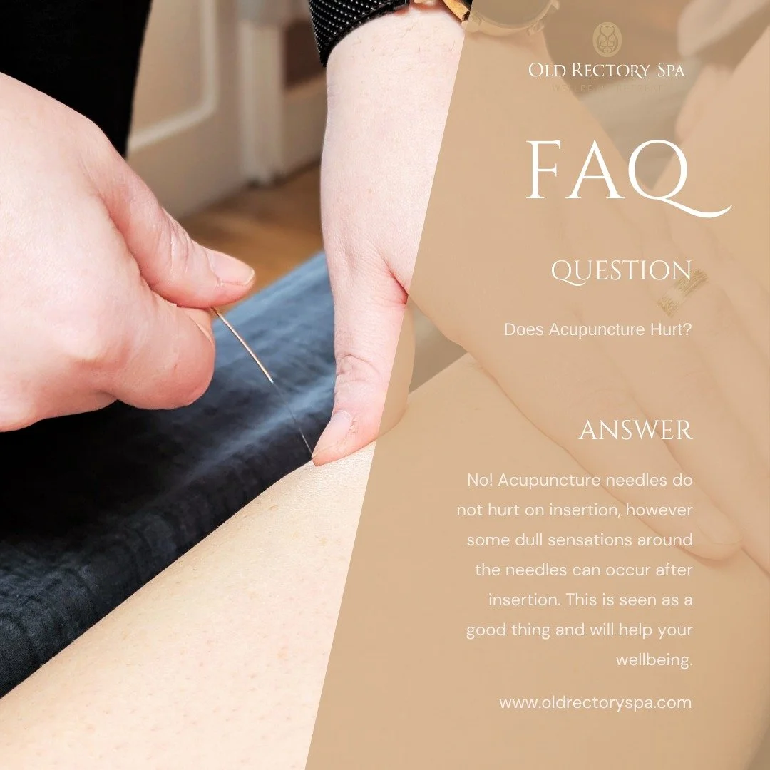 Does acupuncture hurt? 🤔

Short answer: No!

Acupuncture needles are ultra-fine and typically don&rsquo;t hurt on insertion. You might feel a slight dull or heavy sensation around the needles afterward - and that&rsquo;s actually a good sign! It mea
