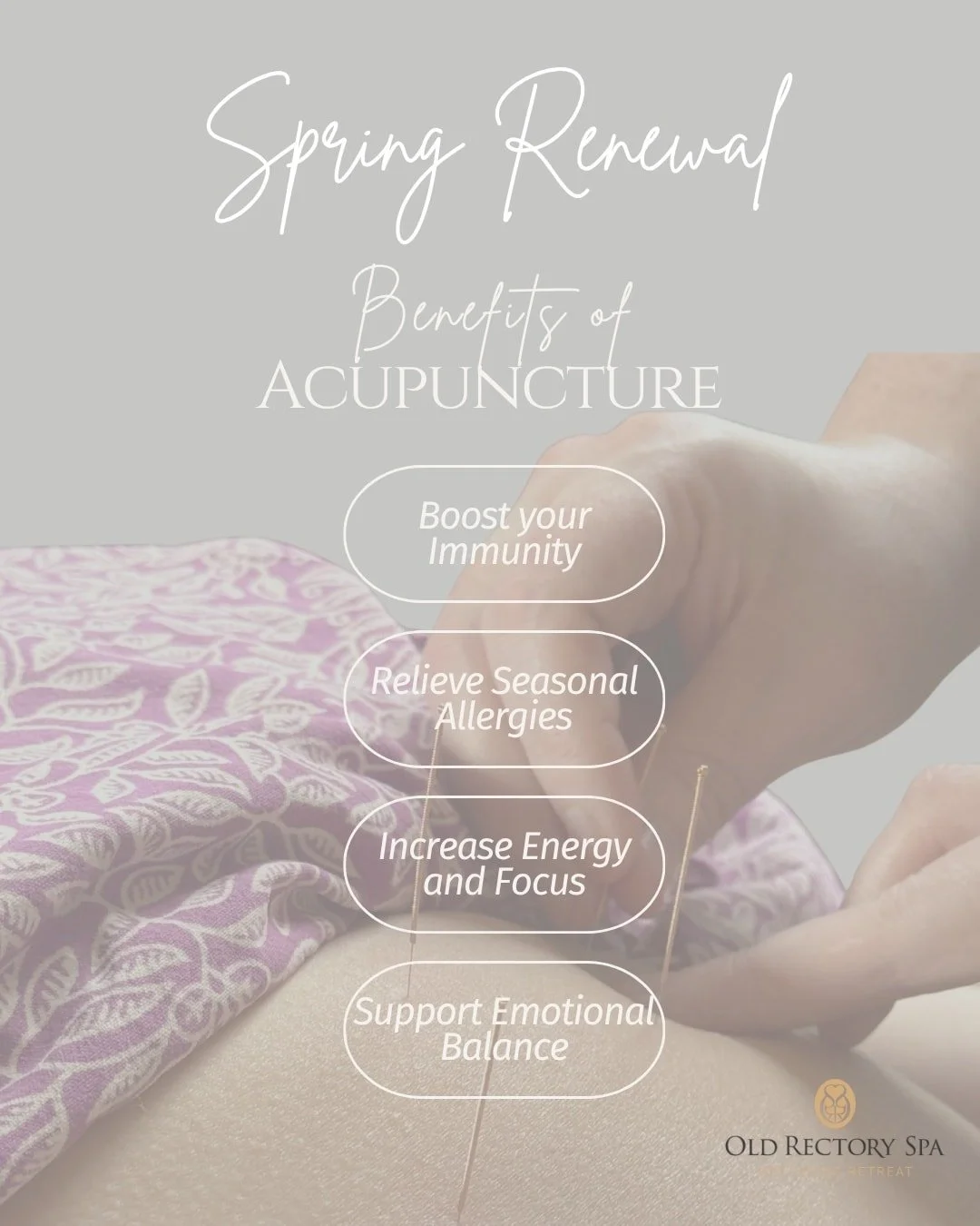 After months of winter hibernation, our bodies crave renewal. Acupuncture is a gentle, holistic way to release stagnant energy, boost immunity, and ease seasonal allergies - helping you step into spring feeling refreshed and balanced.

✨ Why try a sp