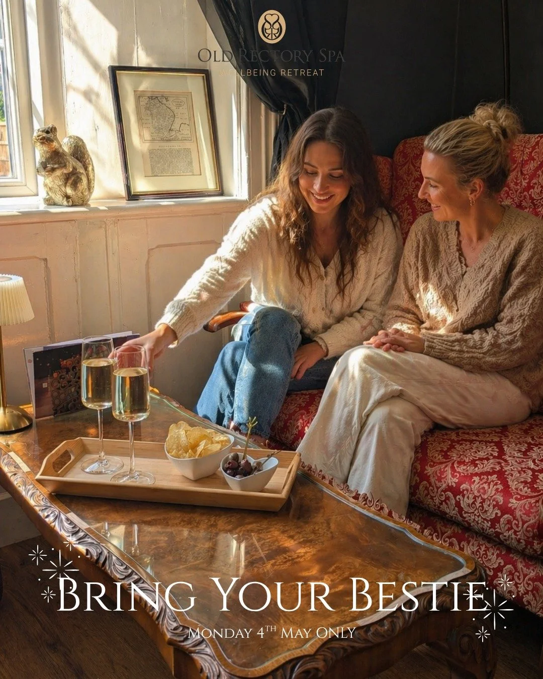 🥂 BRING YOUR BESTIE 🥂

This Bank Holiday Monday (4th May), take some time out together 🤍

Grab your bestie and book in for a 55-minute treatment each - choose from:
&bull; Swedish Full Body Massage &ndash; &pound;65
&bull; Aromatherapy Full Body M