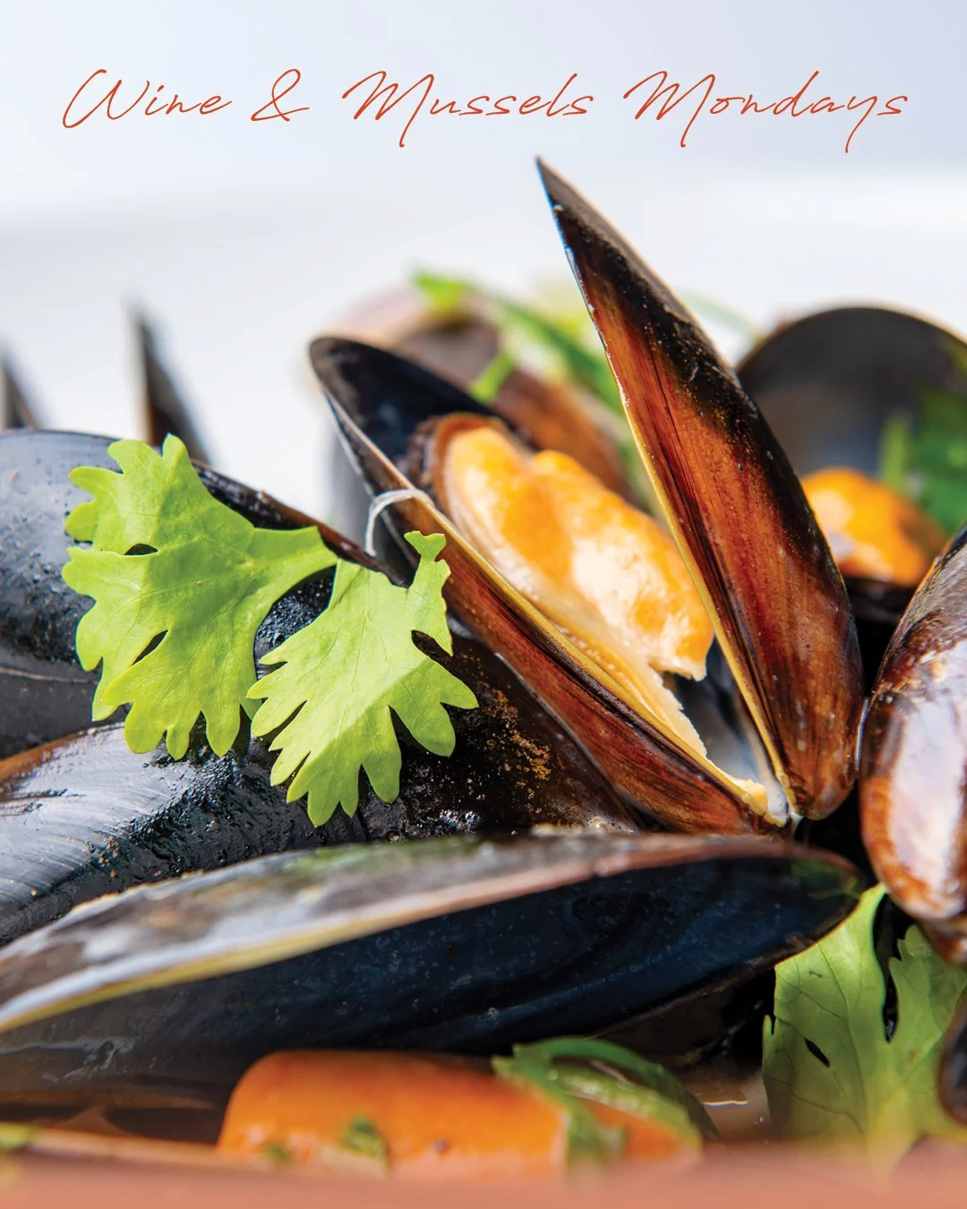 From blahs to ahs, make your Monday better with our Wine &amp; Mussels Monday!

Purchase a 1/2 price bottle of one of our house special wines and receive a half pound of PEI mussels cooked in our white wine and tomato broth absolutely free!

Don&rsqu