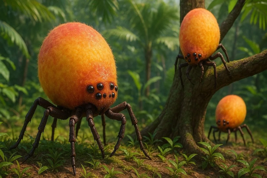 Mahfuzz Classification: Semi-Arthropodic Flora-Fauna Hybrid
Habitat: The Orange Forest canopy and the lush jungle fringes surrounding Heeci Village and Tonbox
The #Mahfuzz is one of the strangest and most beloved species found in the tropics of #Tal