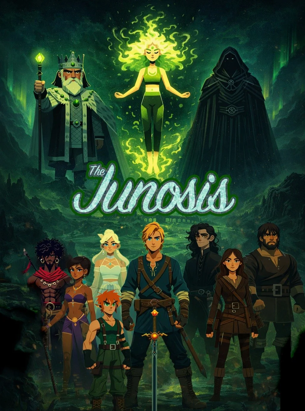 Main Party from the Junosis in a #FlatCartoon style