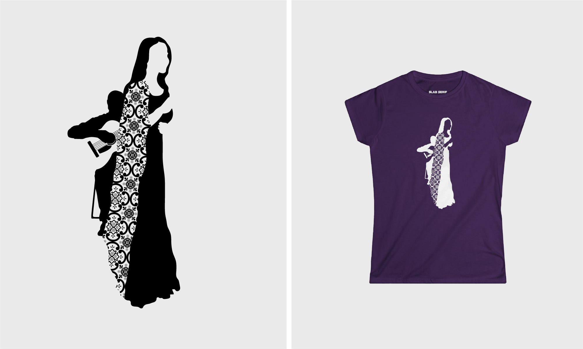 Tshirt graphic inspired by Portuguese culture utilizing positive and negative space.