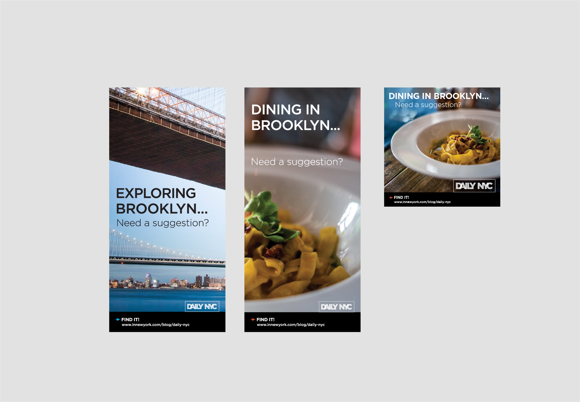 Art direction, creative, for In book print ads for NYC travel publication