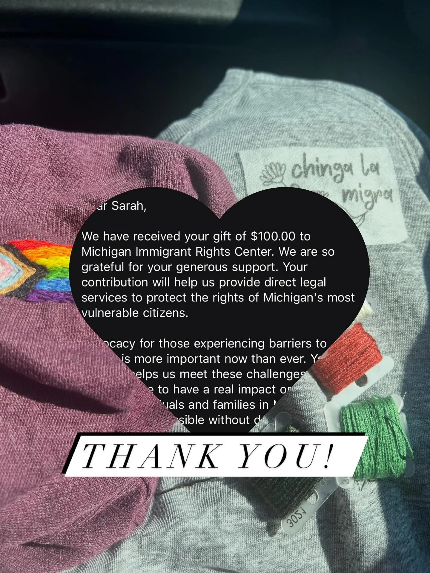 Sending ❤️love❤️ back to you for your support of my &ldquo;protest starter pack&rdquo; stick &amp; stitch pack. 

During Q1, we raised $100 for Michigan Immigrant Rights Center, plus donated 31 packs to local businesses for donation-based purchase. (