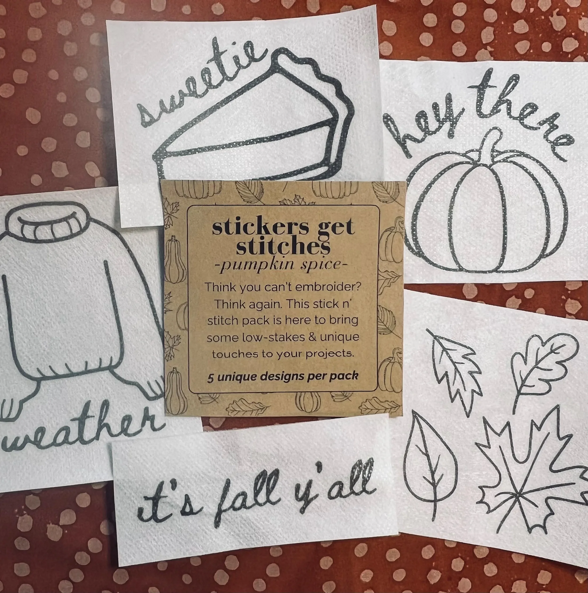 Stickers Get Stitches Fall Embroidery Patterns - 5 Autumn Designs