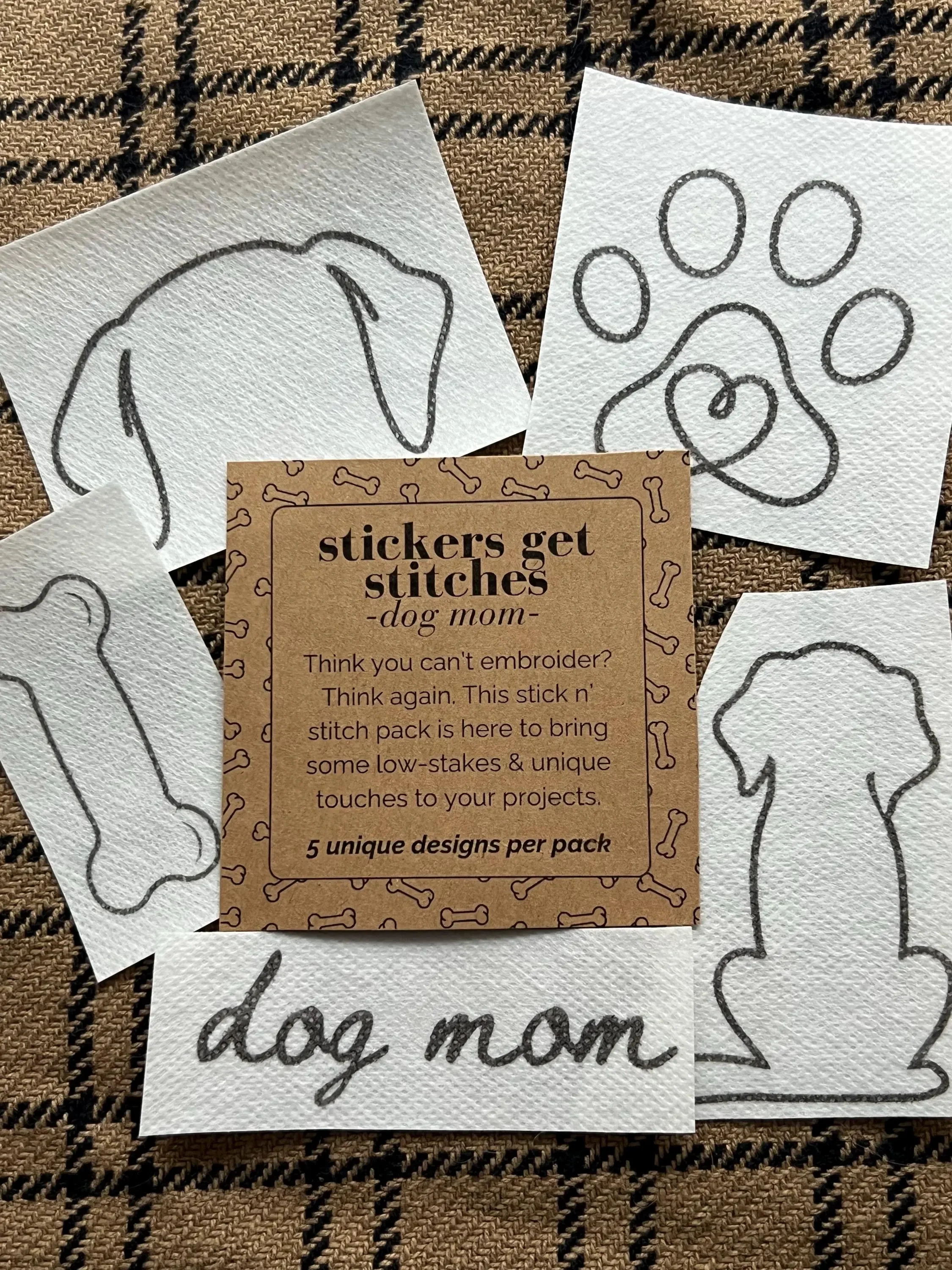 Stickers Get Stitches Dog Lover Embroidery Patterns - 5 Dog Lover Designs