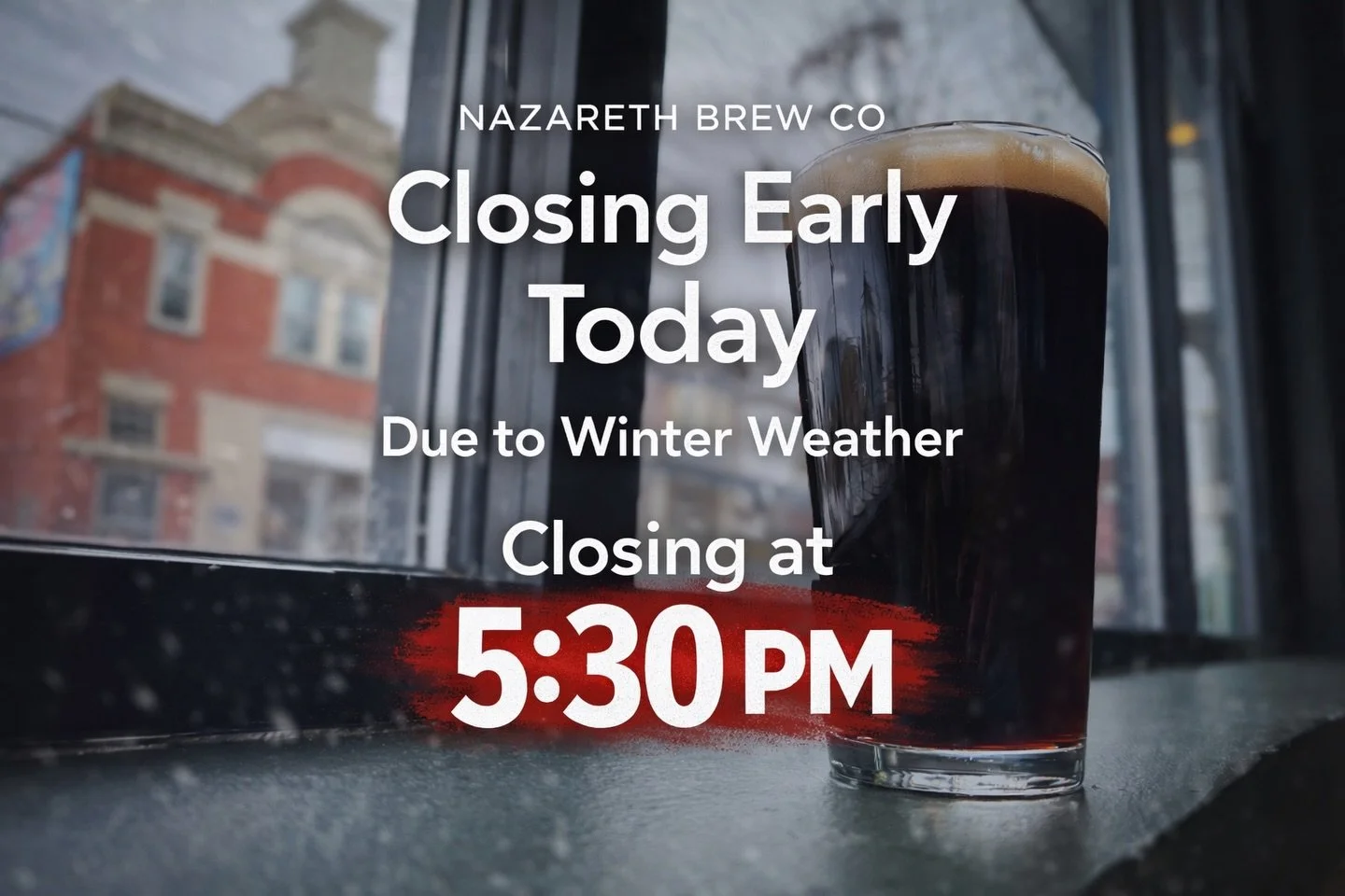 We are officially closed for today! Our plan is to be open tomorrow for our regular hours and Open Mic Night. 

Great morning watching USA Hockey and European Football. See you tomorrow! 🍻
