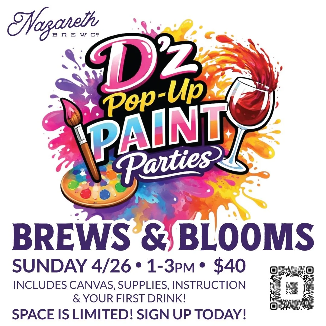 Create your own masterpiece! D&rsquo;z Pop-Up Paint Parties is hosting our first paint &amp; sip at the Brew Co on April 26th. Tickets are $40 and include an 11x14 inch canvas, all painting supplies, professional instruction and your first drink. The