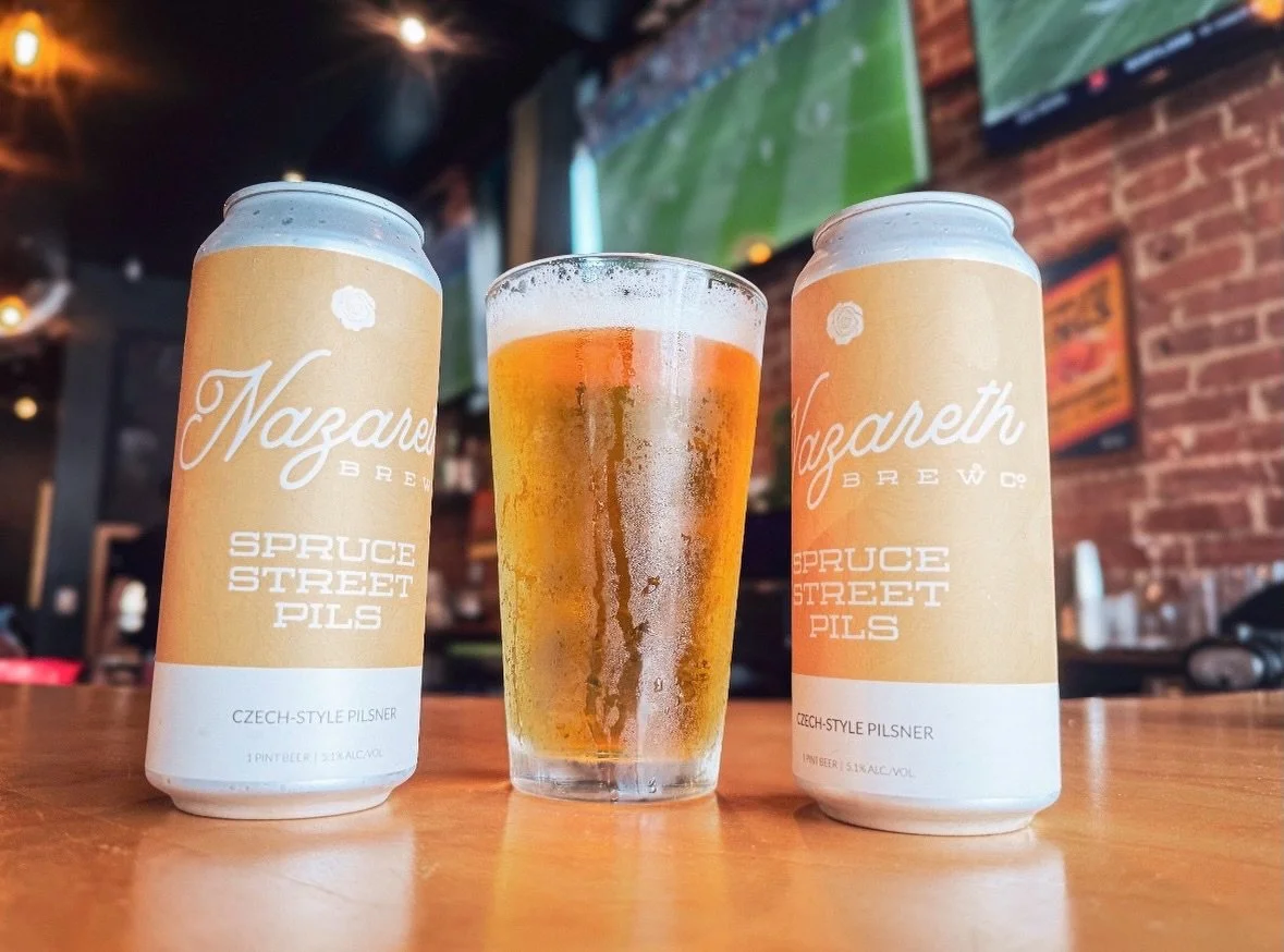 Saturday is here! Time to grab a beer, catch some live music from 7-10pm with Ricky Delgado, and bring home a 4-Pack of Spruce St. Pils🍻 

#drinklocal #craftbeer #nazarethpa #pilsner #beercan