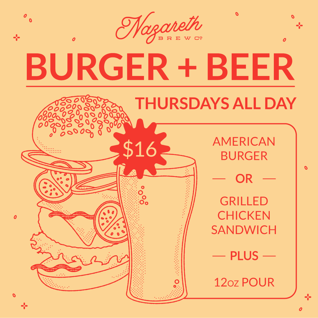 American burger or Grilled chicken sandwich and 12oz beer for $16