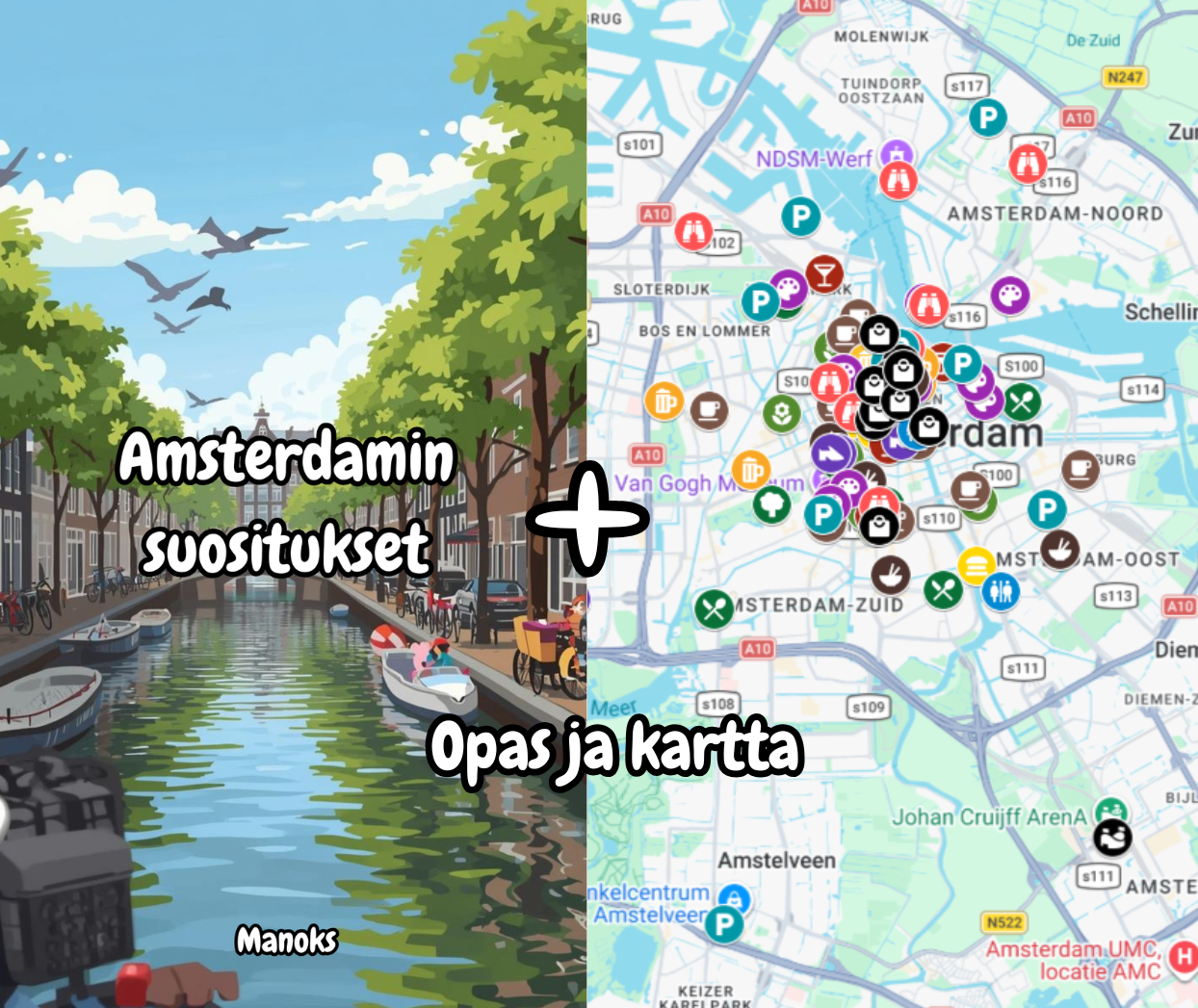 Amsterdam PDF-opas + Google Maps -kartta