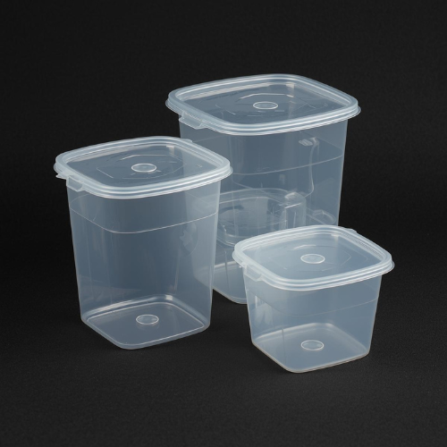 Image of three rigid plastic containers