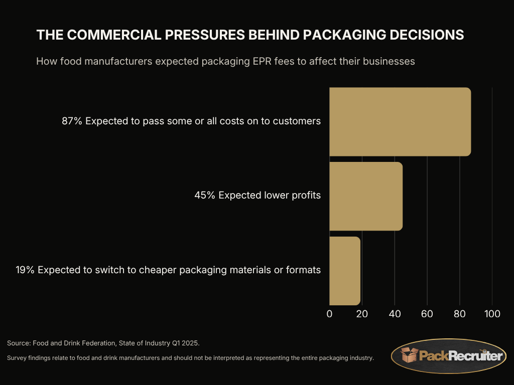 Graph showing The Commercial Pressures behind packaging decisions