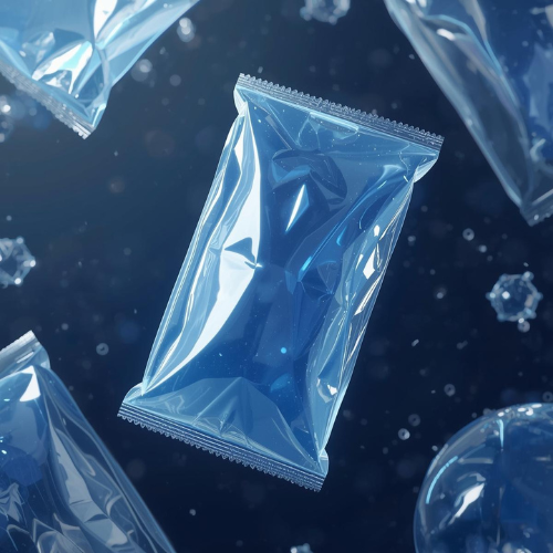 an image of flexible packaging with a dark blue background