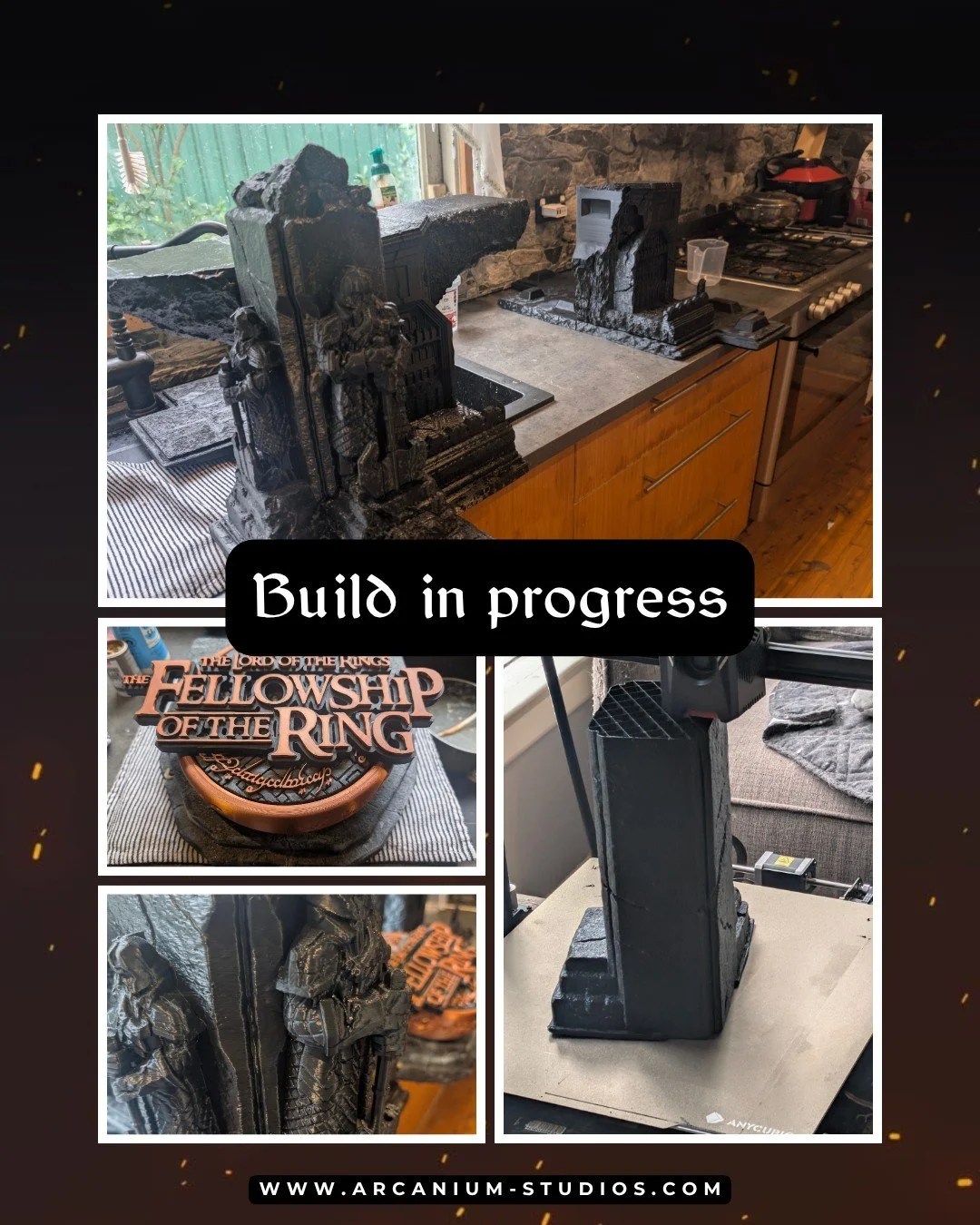 The Fellowship doesn't build itself. 

This is our biggest terrain project yet! A full Lord of the Rings build, straight from the printer to the kitchen bench. 

Stay tuned.

#ArcaniumStudios #LordOfTheRings #LOTR #FellowshipOfTheRing #3DPrinting #3D
