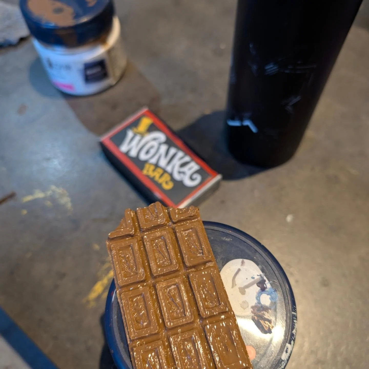 Don't mind me. Just... Painting chocolate for a friends daughters Willy Wonka cosplay