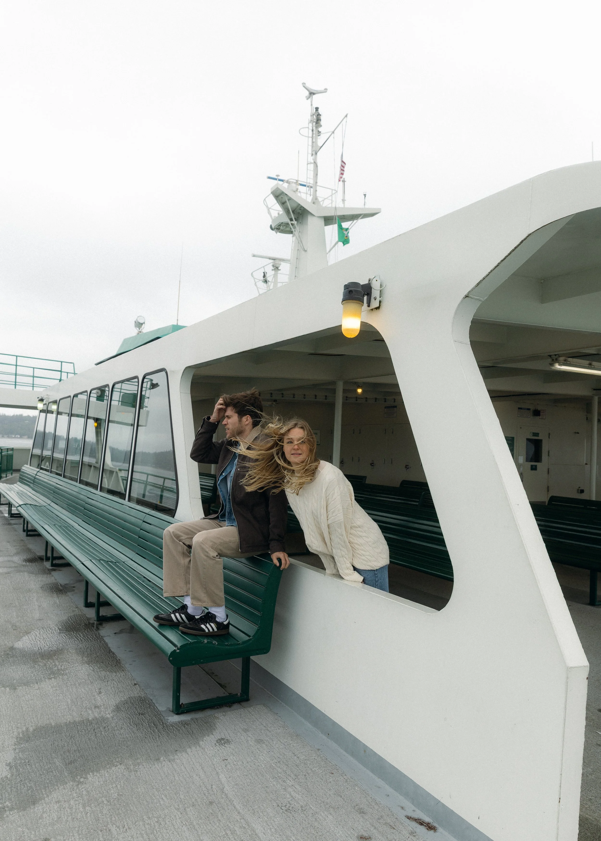 couple's photography Washington - Seattle ferry engagement photography