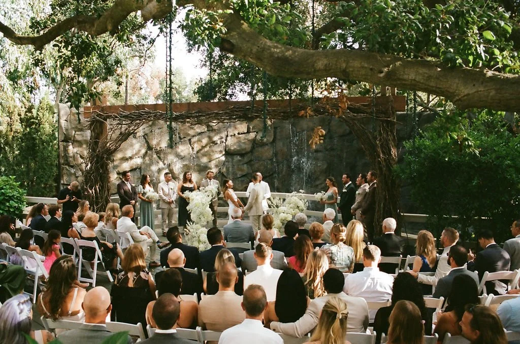 Wedding ceremony in a beautiful open outdoor Southern California wedding venue